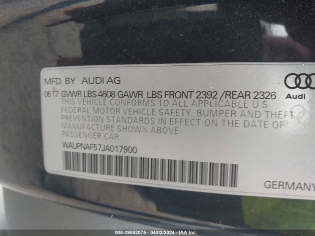 WAUPNAF57JA017900 Audi A5 2.0t Premium