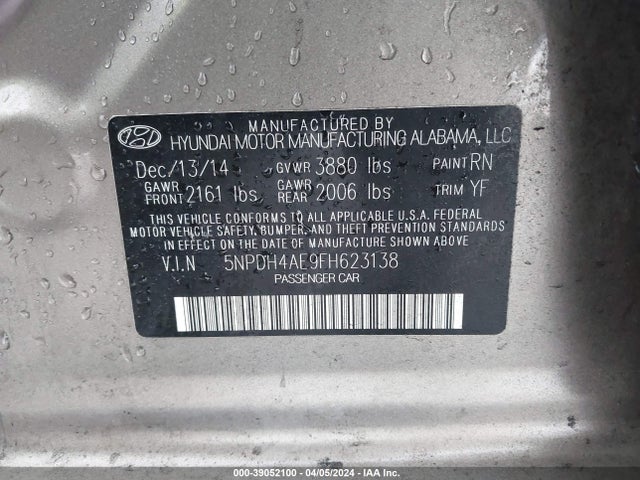 Hyundai ELANTRA SE 2015 5NPDH4AE9FH623138 Image 9
