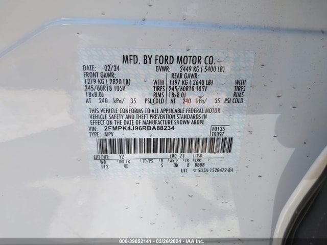 Ford EDGE SEL 2024 2FMPK4J96RBA88234 Image 9