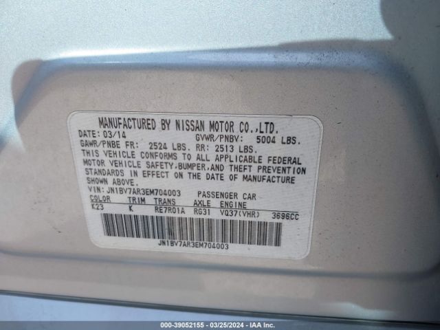JN1BV7AR3EM704003 Infiniti Q50 Premium