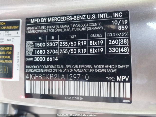 4JGFB5KB2LA129710 Mercedes-Benz Gle 450 4matic