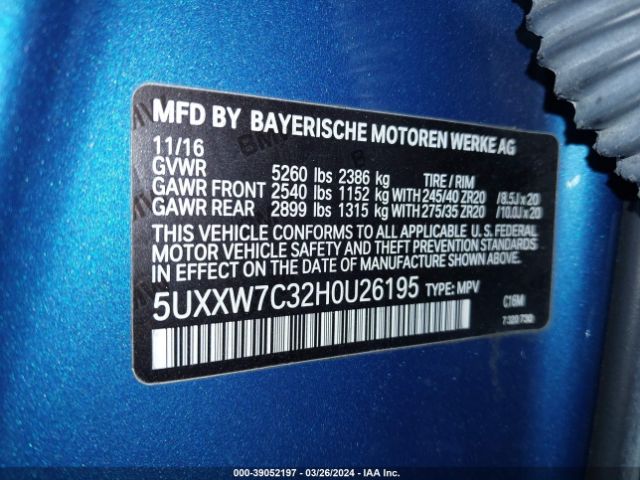 5UXXW7C32H0U26195 BMW X4 M40i