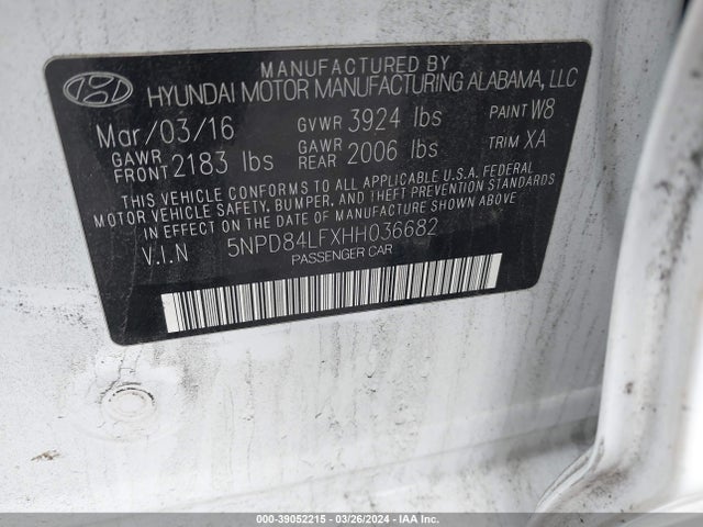 Hyundai ELANTRA SE 2017 5NPD84LFXHH036682 Image 9