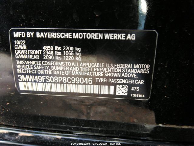 3MW49FS08P8C99046 BMW 3 Series M340i