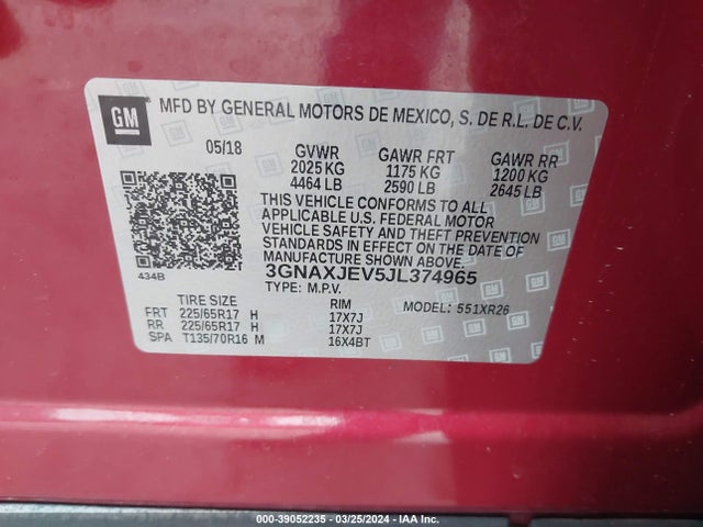 Chevrolet EQUINOX LT 2018 3GNAXJEV5JL374965 Image 9