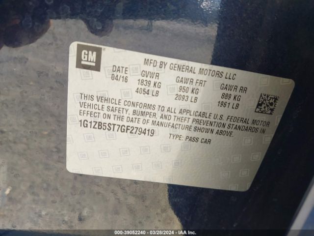 1G1ZB5ST7GF279419 Chevrolet MALIBU LS