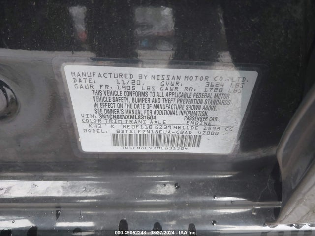 Nissan Versa Sv Xtronic Cvt 2021 3N1CN8EVXML831504 Image 9