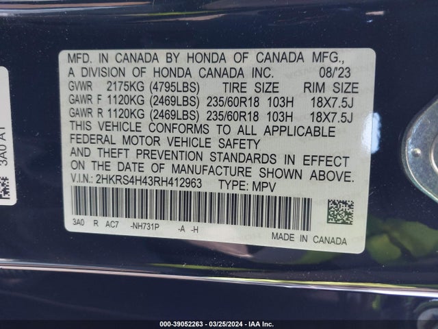Honda Cr-v Ex Awd 2024 2HKRS4H43RH412963 Image 9