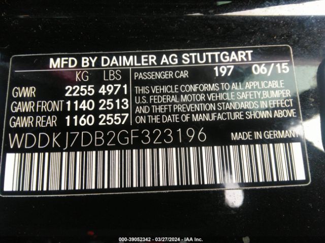 WDDKJ7DB2GF323196 Mercedes-Benz E 550