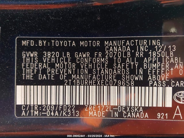 Toyota Corolla S Plus 2014 2T1BURHEXEC079658 Image 9