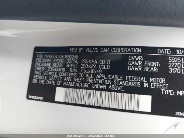 YV4952CY2E1692248 Volvo Xc90 3.2/3.2 Platinum/3.2 Premier Plus