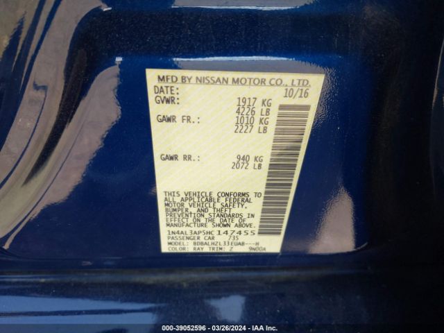 1N4AL3AP5HC147455 Nissan Altima 2.5 Sr