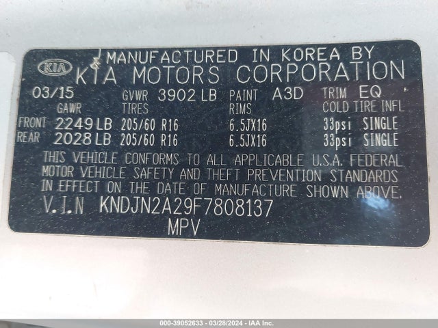 KIA Soul 2015 KNDJN2A29F7808137 Image 9