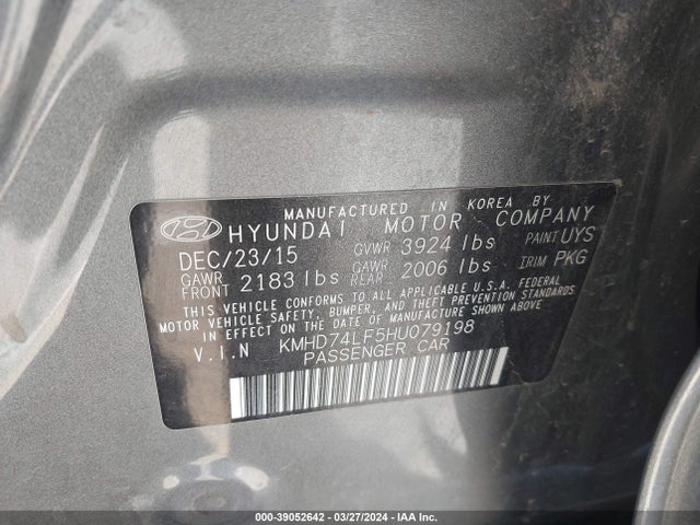 Hyundai ELANTRA SE 2017 KMHD74LF5HU079198 Image 9