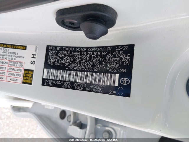 Toyota COROLLA LE 2022 JTDEAMDE0N3007827 Image 9