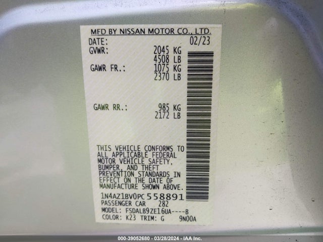 Nissan Leaf S 40 Kwh 2023 1N4AZ1BV0PC558891 Image 9
