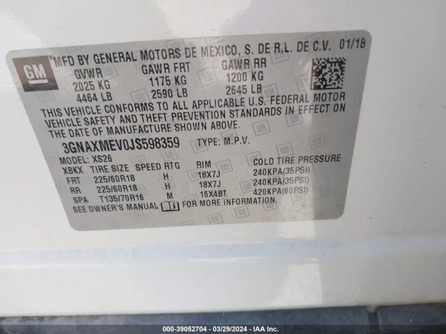 Chevrolet Equinox Premier 2018 3GNAXMEV0JS598359 Image 9