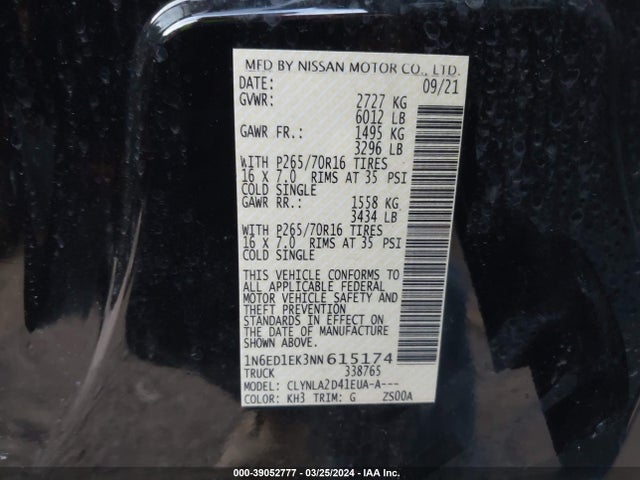 Nissan Frontier S 4x4 2022 1N6ED1EK3NN615174 Image 9