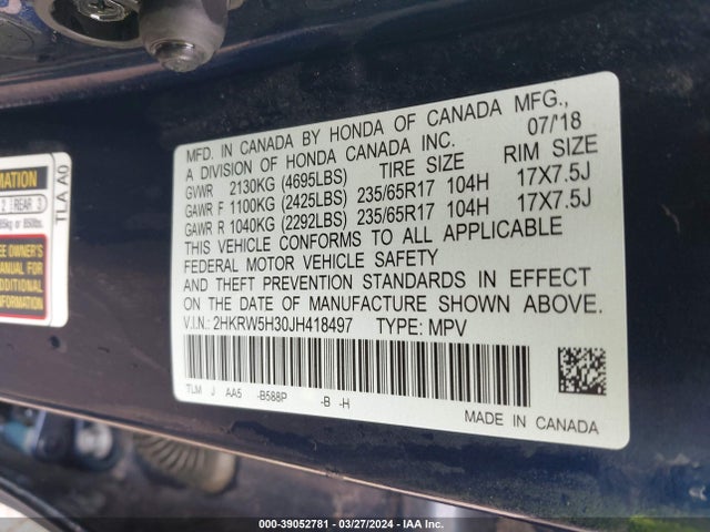 Honda CR-V LX 2018 2HKRW5H30JH418497 Image 9