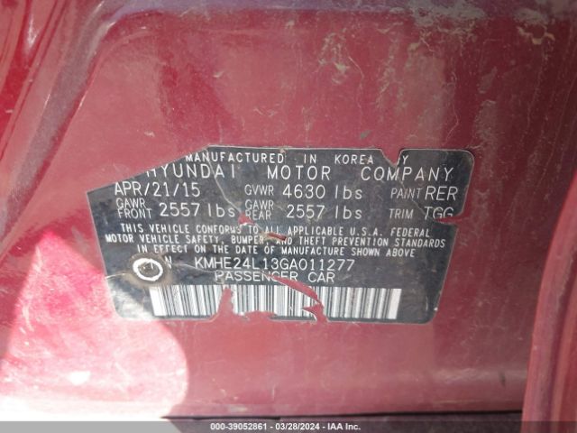 KMHE24L13GA011277 Hyundai Sonata Hybrid Se