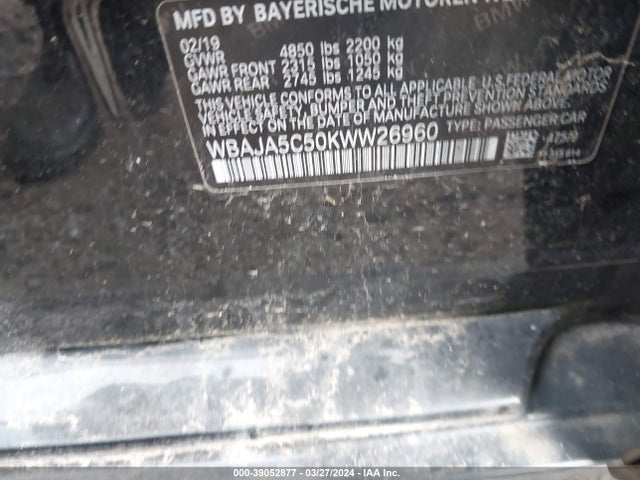 BMW 530I 2019 WBAJA5C50KWW26960 Image 9
