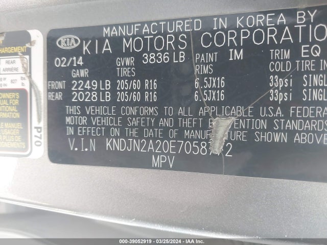 KIA Soul 2014 KNDJN2A20E7058772 Image 9
