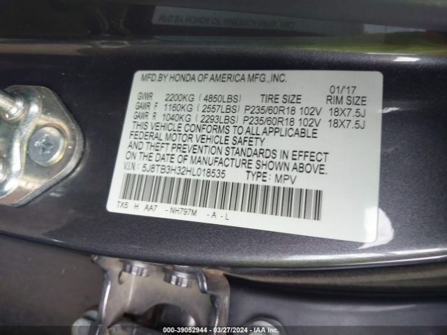 5J8TB3H32HL018535 Acura Rdx Acurawatch Plus Package