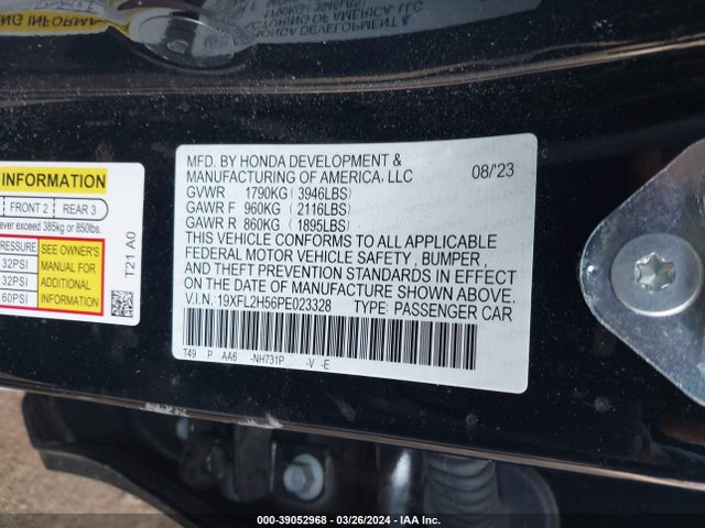 Honda Civic Lx 2023 19XFL2H56PE023328 Image 9
