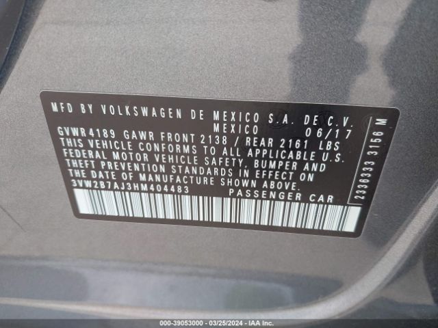 3VW2B7AJ3HM404483 Volkswagen Jetta 1.4t S