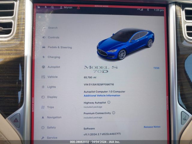 5YJSA1S29FF096716 Tesla Model S 70d/85d/p85d