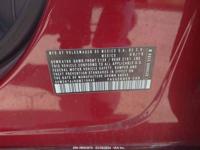 3VW267AJ9GM216649 Volkswagen Jetta 1.4t S
