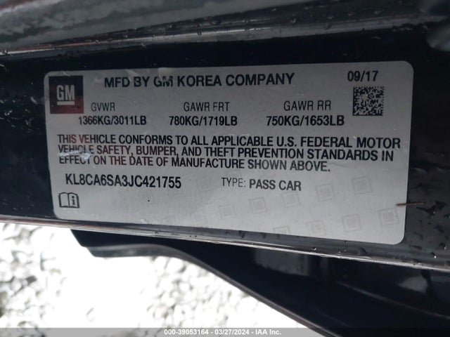 Chevrolet Spark Ls Manual 2018 KL8CA6SA3JC421755 Image 9