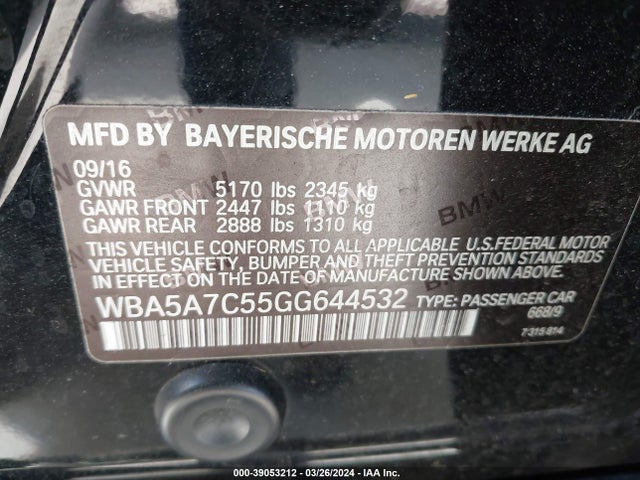 WBA5A7C55GG644532 BMW 528i Xdrive