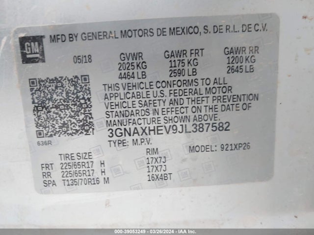 Chevrolet EQUINOX LS 2018 3GNAXHEV9JL387582 Image 9