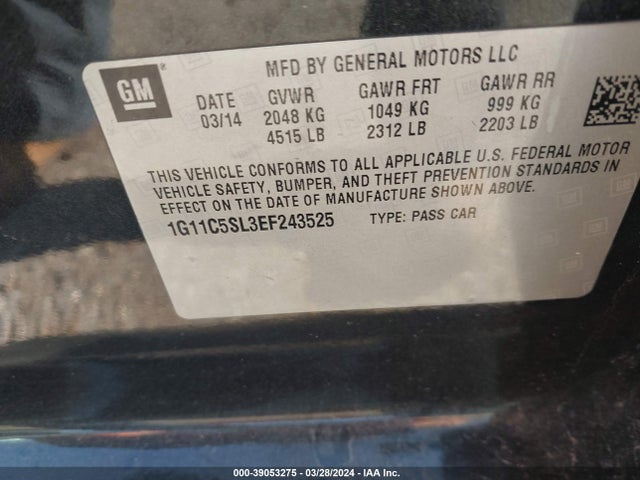 Chevrolet MALIBU 1LT 2014 1G11C5SL3EF243525 Image 9