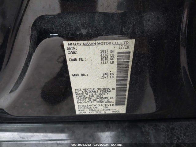 Nissan Altima 2.5 Sv 2017 1N4AL3AP7HC169618 Image 9