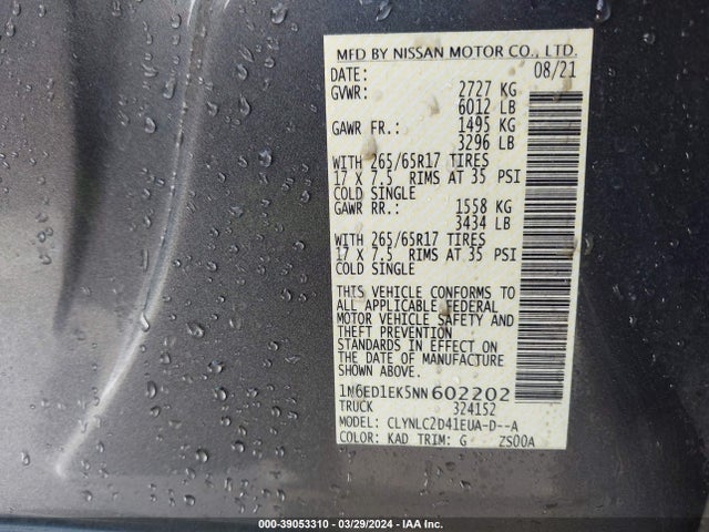 Nissan Frontier Sv 4x4 2022 1N6ED1EK5NN602202 Image 9