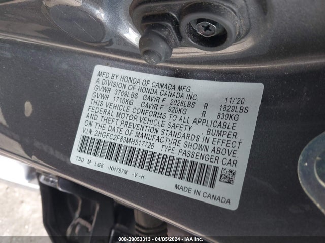 Honda Civic Sport 2021 2HGFC2F83MH517726 Image 9