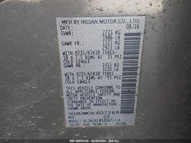 Nissan Pathfinder S 2017 5N1DR2MM1HC607269 Image 9