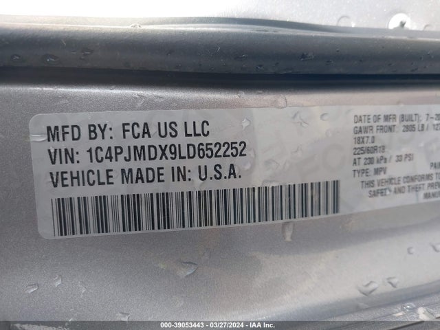 1C4PJMDX9LD652252 Jeep Cherokee Limited 4x4