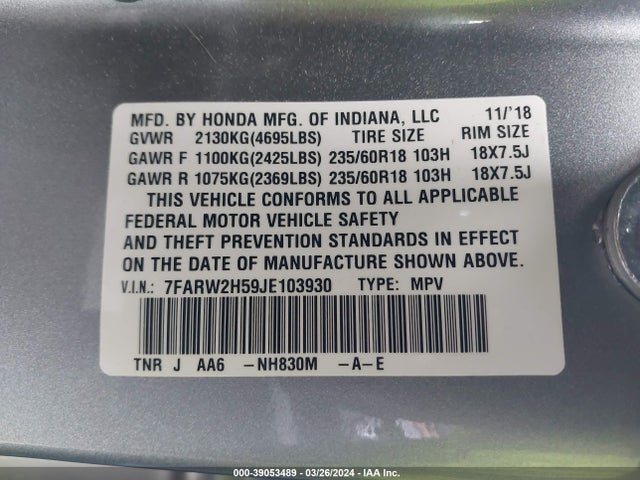 Honda CR-V EX 2018 7FARW2H59JE103930 Image 9
