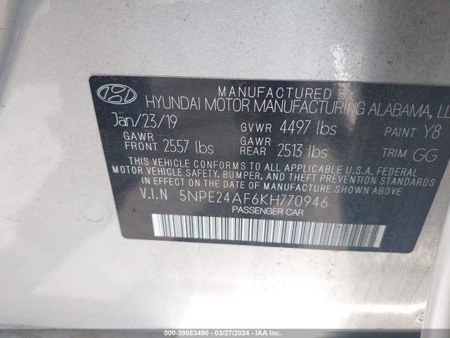 Hyundai SONATA SE 2019 5NPE24AF6KH770946 Image 9