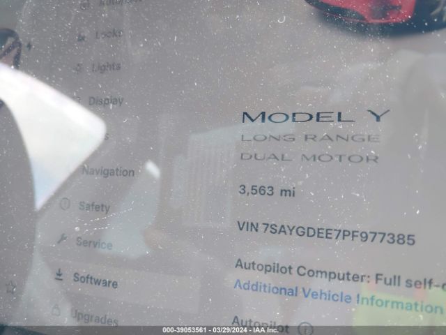 7SAYGDEE7PF977385 Tesla Model Y Awd/long Range Dual Motor All-wheel Drive