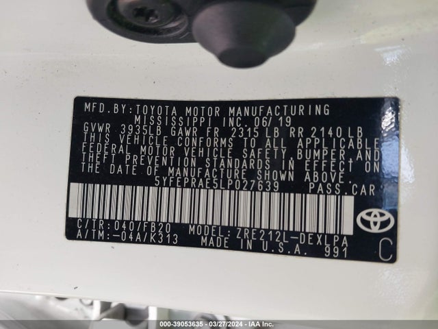 Toyota COROLLA LE 2020 5YFEPRAE5LP027639 Image 9