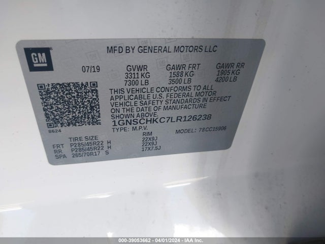 Chevrolet Suburban 2wd Lt 2020 1GNSCHKC7LR126238 Image 9