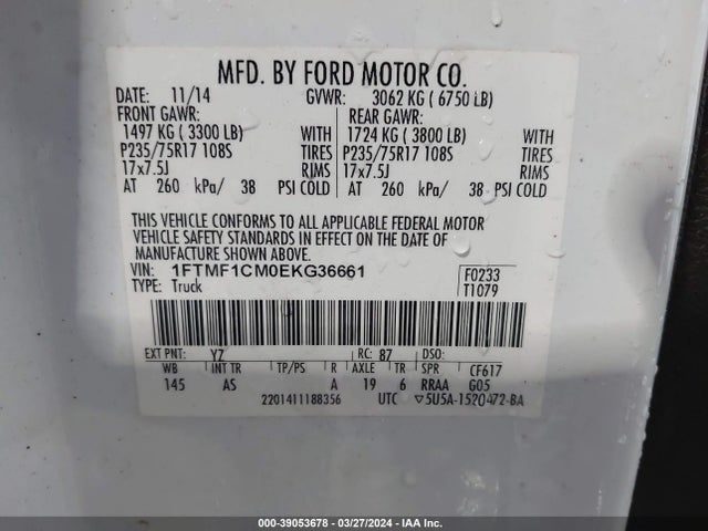 Ford F-150 Xl 2014 1FTMF1CM0EKG36661 Image 9