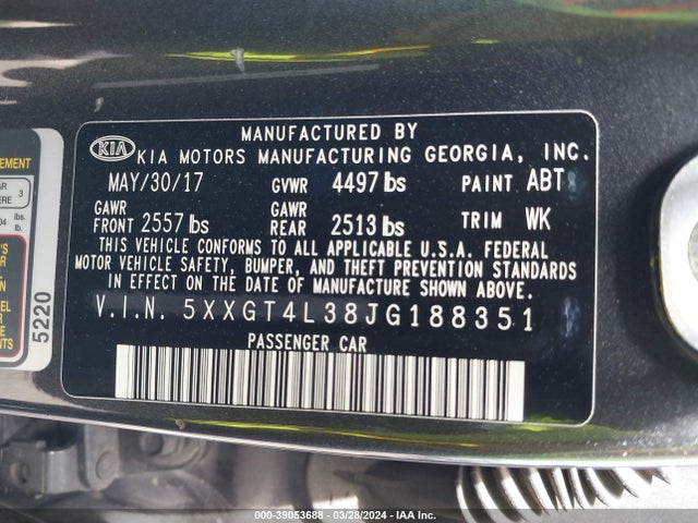 KIA Optima S 2018 5XXGT4L38JG188351 Image 9