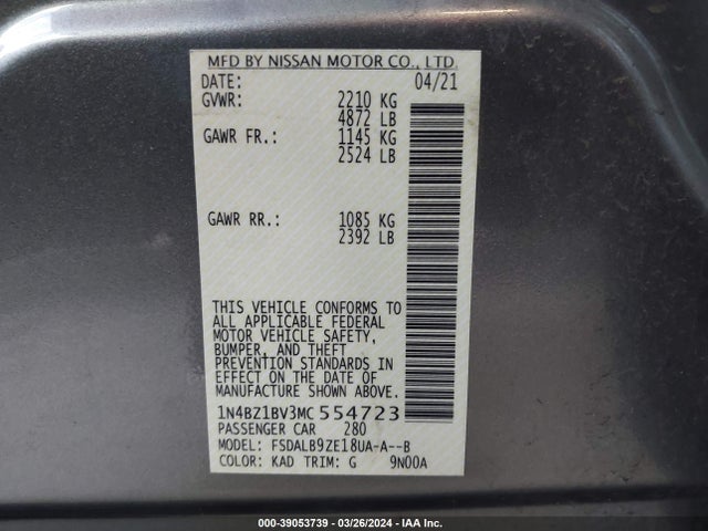 Nissan Leaf S Plus 62 Kwh 2021 1N4BZ1BV3MC554723 Image 9