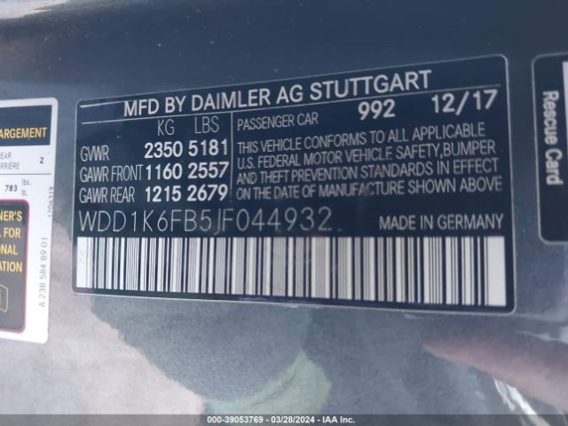 WDD1K6FB5JF044932 Mercedes-Benz E 400