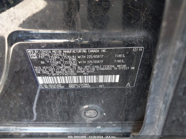 Toyota Rav4 Xle 2015 2T3RFREV1FW273094 Image 9
